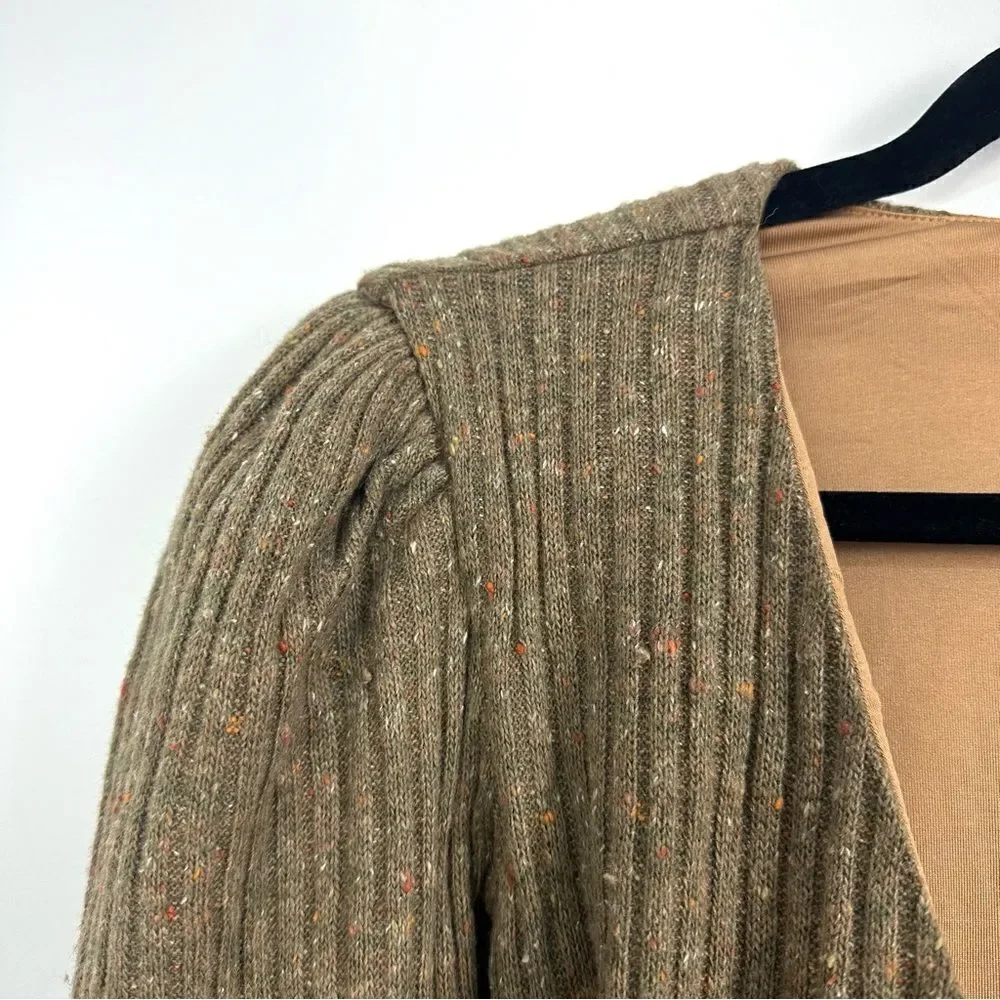 Revolve Majorelle Damien Ribbed Cropped Wrap Sweater in Mocha Brown Sz XS - Picture 12 of 12